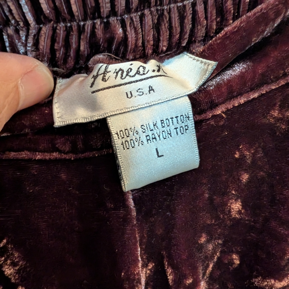 Silk Velvet Chocolate Brown Cropped Wide Leg Vintage Pants - Picture 2 of 10